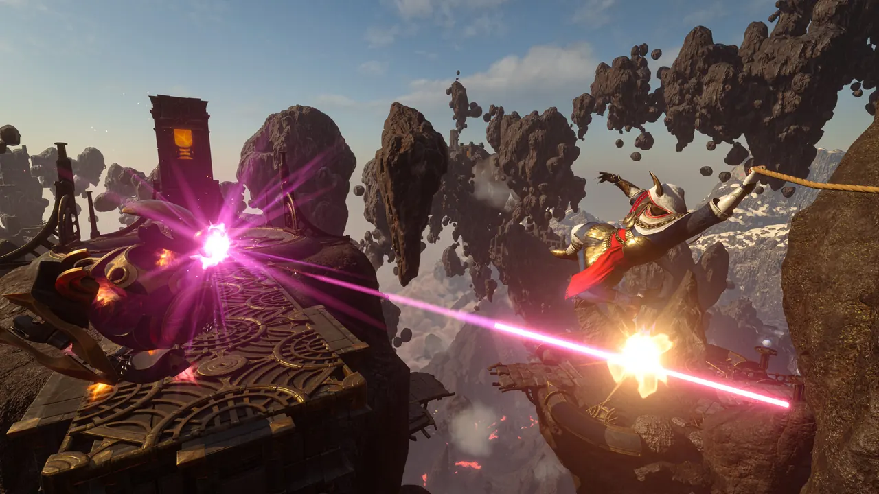 Floating islands rising above lava in Cinder's Cradle
