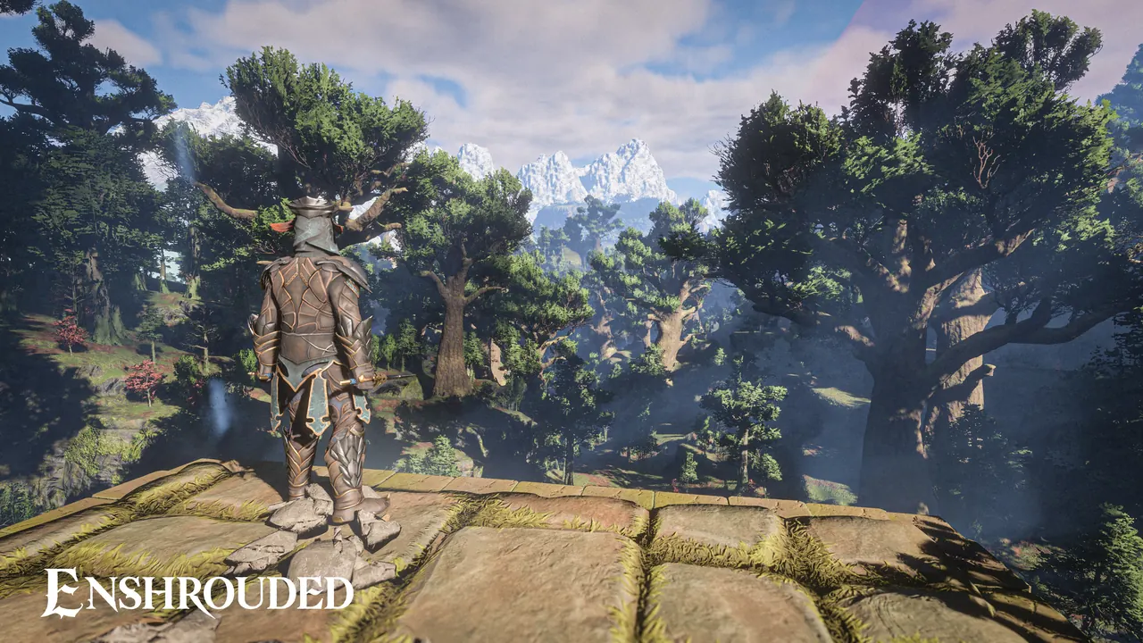 Enshrouded 1.0 launch screenshot of the Flameborn in the open world